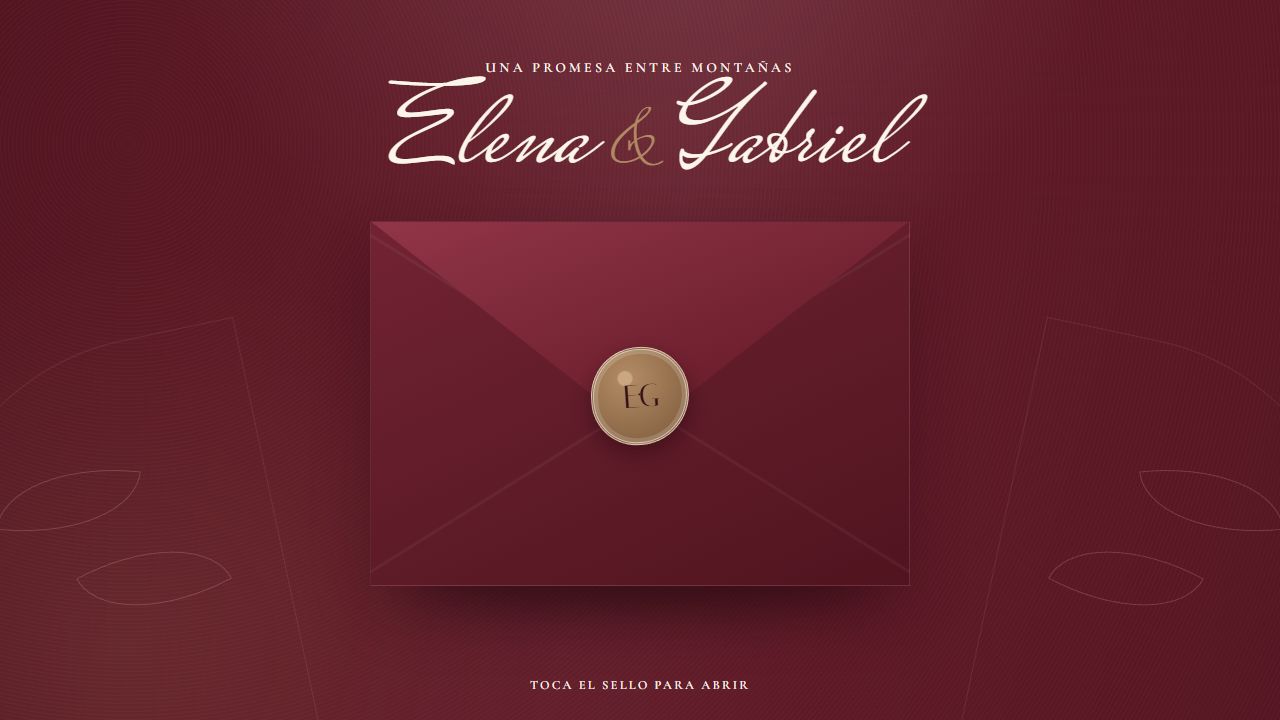 Portada web cinematográfica de la invitación de Elena y Gabriel