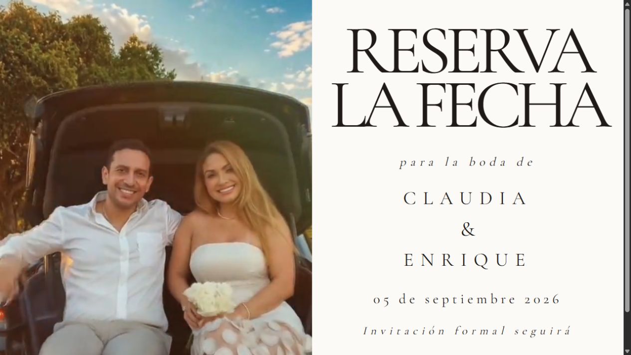 Diseño web de reserva la fecha para Enrique y Claudia